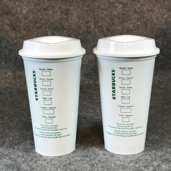 STARBUCKS Reusable Grande 16 OZ Plastic White Coffee Tea Hot Cups Mugs - Picture 4 of 10
